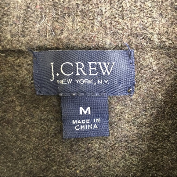 J. Crew Lambswool Sweater Shawl-Collar Brown Men’s Size Medium Distressed Flaws - Picture 6 of 14